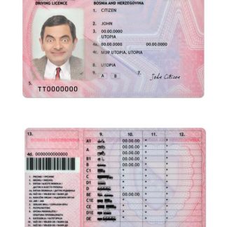 Bosnia and Herzegovina Driving License v2 download template file