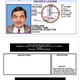 USA Virgina Driving License version 2 download template file