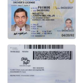 USA West Virginia Driving License 2022 present download template file