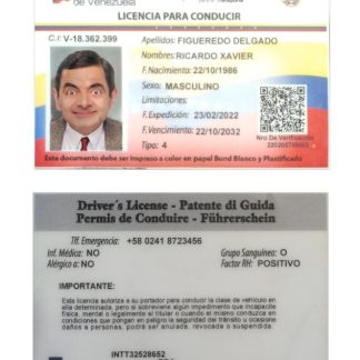 Venezuela Driving License 2022 present download template file