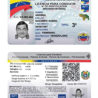 Venezuela Driving License 2023 present download template file
