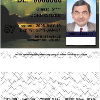 Canada British Columbia Driving License download template file