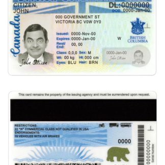Canada British Columbia Driving License scr download template file