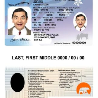 Canada Northwest Territories driver's license download template file