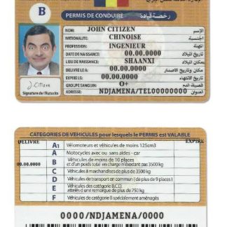 Chad(Republique du Tchad) Driving License download template file