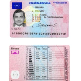 Croatia Driving License 2022 prsesent download template file