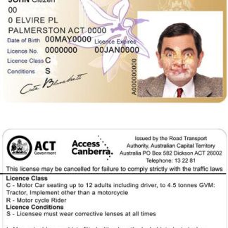 Australia Capital state Driving License download template file