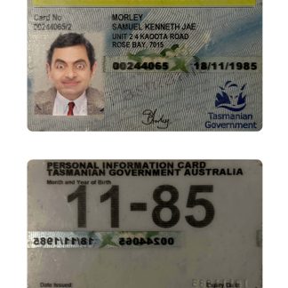 Australia Tasmania Personal Information Card Download Template File