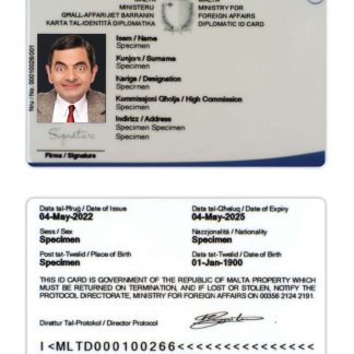 Malta diplomatic ID Card Download Template File