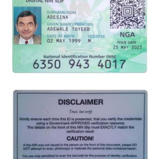 Nigeria digital NIN slip Card Download Template File