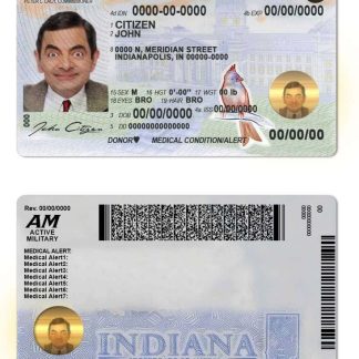 USA Indiana state ID Card Download Template File