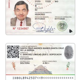 Bolivia ID Card 2023 Present Download Template File