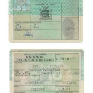 Zambia National Registration Card Download Template File