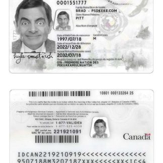 Canada Indian Status ID Card Download Template File
