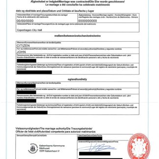 Denmark international marriage certificate download template file