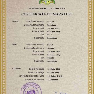 Dominica marriage certificate PSD template download template file
