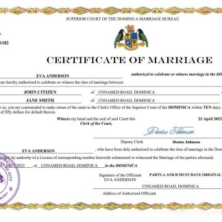 Dominica marriage certificate Word and PDF template download template file