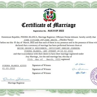 Dominican Republic marriage certificate Word and PDF template download template file