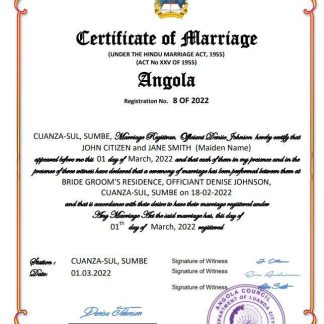 Angola marriage certificate Word and PDF template download template file