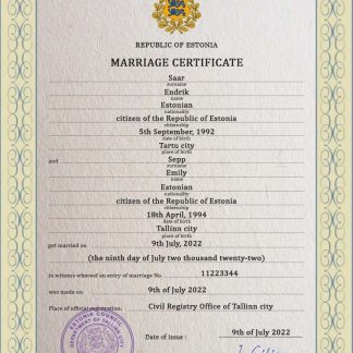 Estonia marriage certificate PSD template download template file