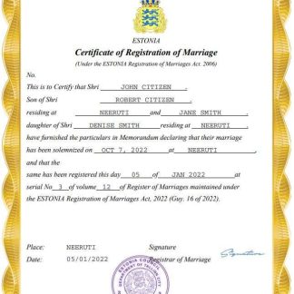 Estonia marriage certificate Word and PDF template download template file