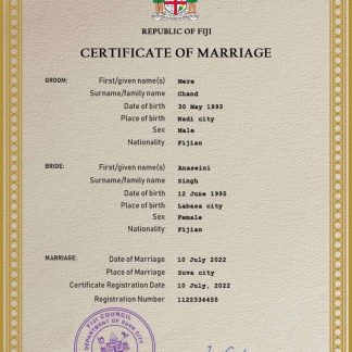 Fiji marriage certificate PSD template download template file