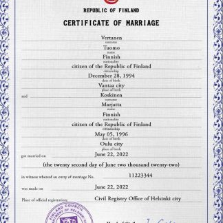 Finland marriage certificate PSD template download template file