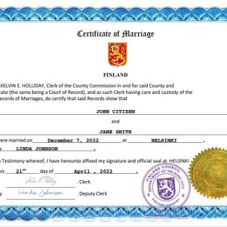 Finland marriage certificate Word and PDF template download template file