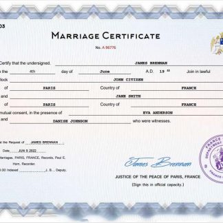 France marriage certificate Word and PDF template download template file