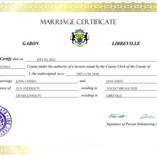 Gabon marriage certificate Word and PDF template download template file
