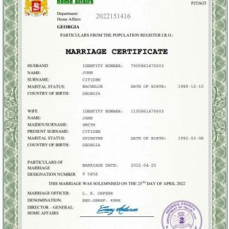 Georgia marriage certificate Word and PDF template download template file