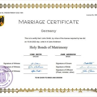 Germany marriage certificate Word and PDF template download template file