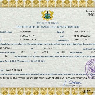 Ghana marriage certificate PSD template download template file
