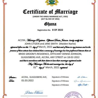 Ghana marriage certificate Word and PDF template download template file