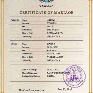 Grenada marriage certificate PSD template download template file