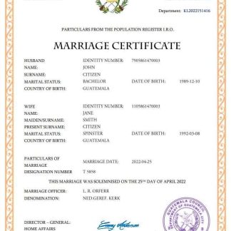 Guatemala marriage certificate Word and PDF template download template file
