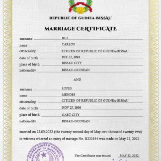 Guniea Bissau marriage certificate PSD template download template file
