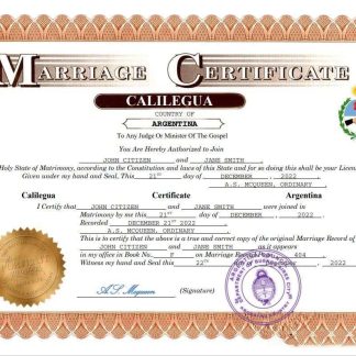 Argentina marriage certificate Word and PDF template download template file