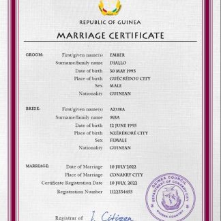 Guniea marriage certificate PSD template download template file