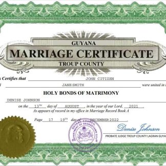 Guyana marriage certificate Word and PDF download template file