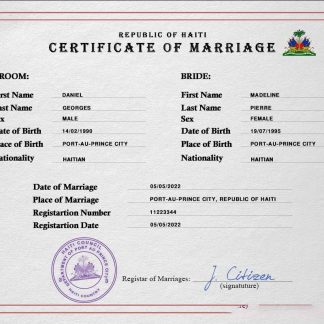 Haiti marriage certificate PSD template download template file