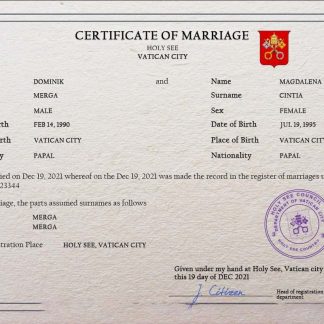 Holy See marriage certificate PSD template download template file