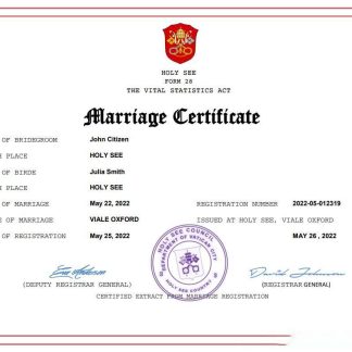 Holy See marriage certificate Word and PDF template download template file