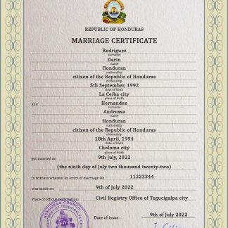 Honduras marriage certificate PSD template download template file