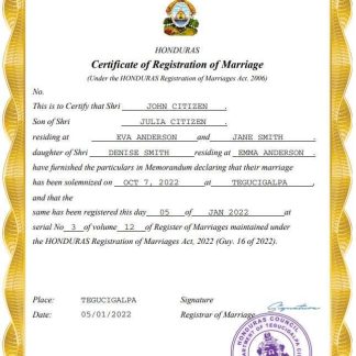 Honduras marriage certificate Word and PDF template download template file
