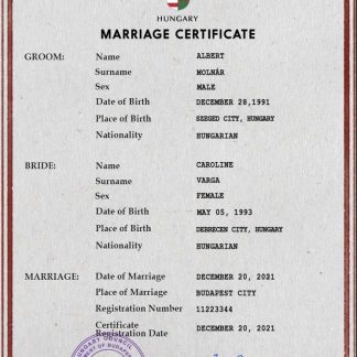 Hungary marriage certificate PSD template download template file