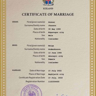 Iceland marriage certificate PSD template download template file