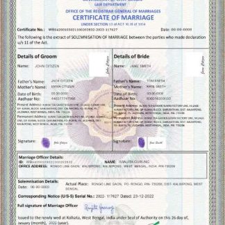 India marriage certificate template in PSD format, fully editable download template file