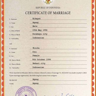 Indonesia marriage certificate PSD template download template file