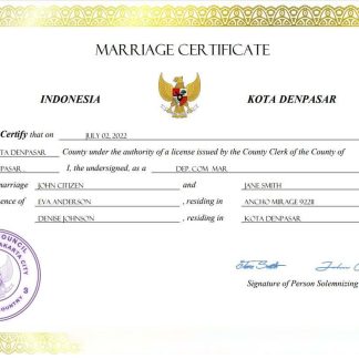 Indonesia marriage certificate Word and PDF template download template file